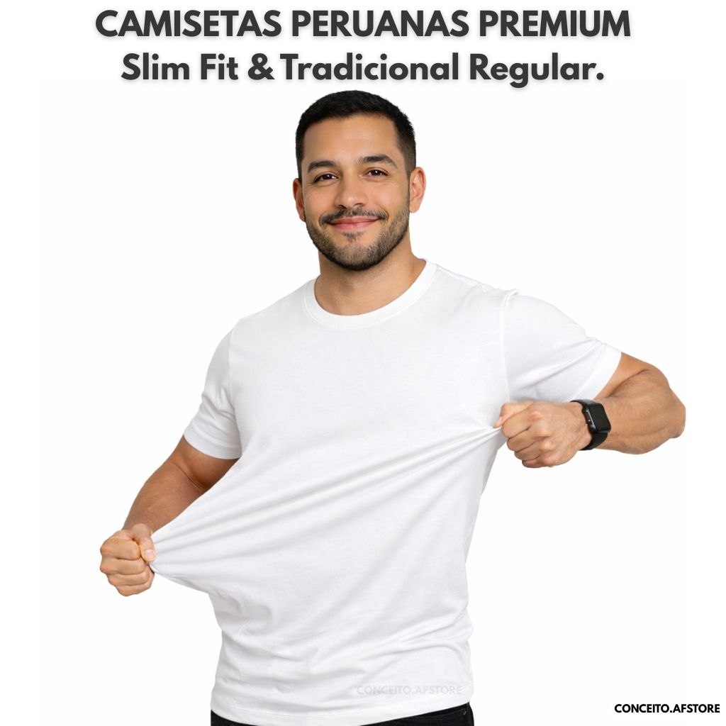 Camiseta Masculina Malha Peruana Premium básica Slim Fit e Tradicional Regular-Estilo, Maciez e Conforto.